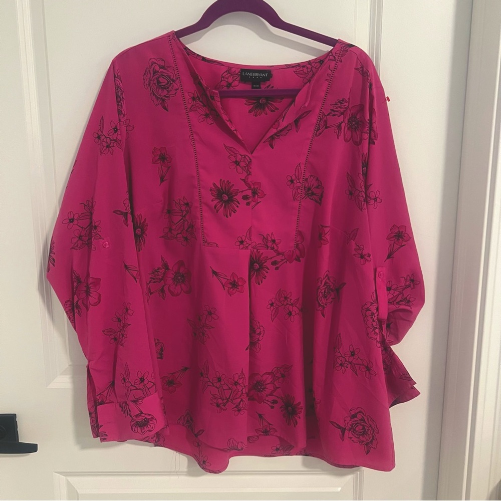 Lane Bryant Fushia Pink Floral Tunic Blouse – plus Size 18 / 20